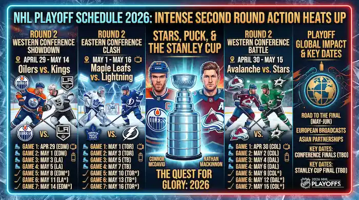 NHL Playoff Schedule 2026 Heats Up With Intense Second Round Action