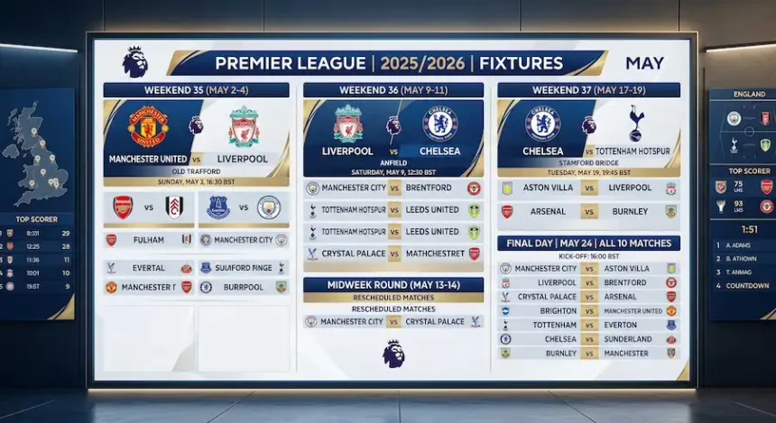 Premier League May 2026 Fixtures